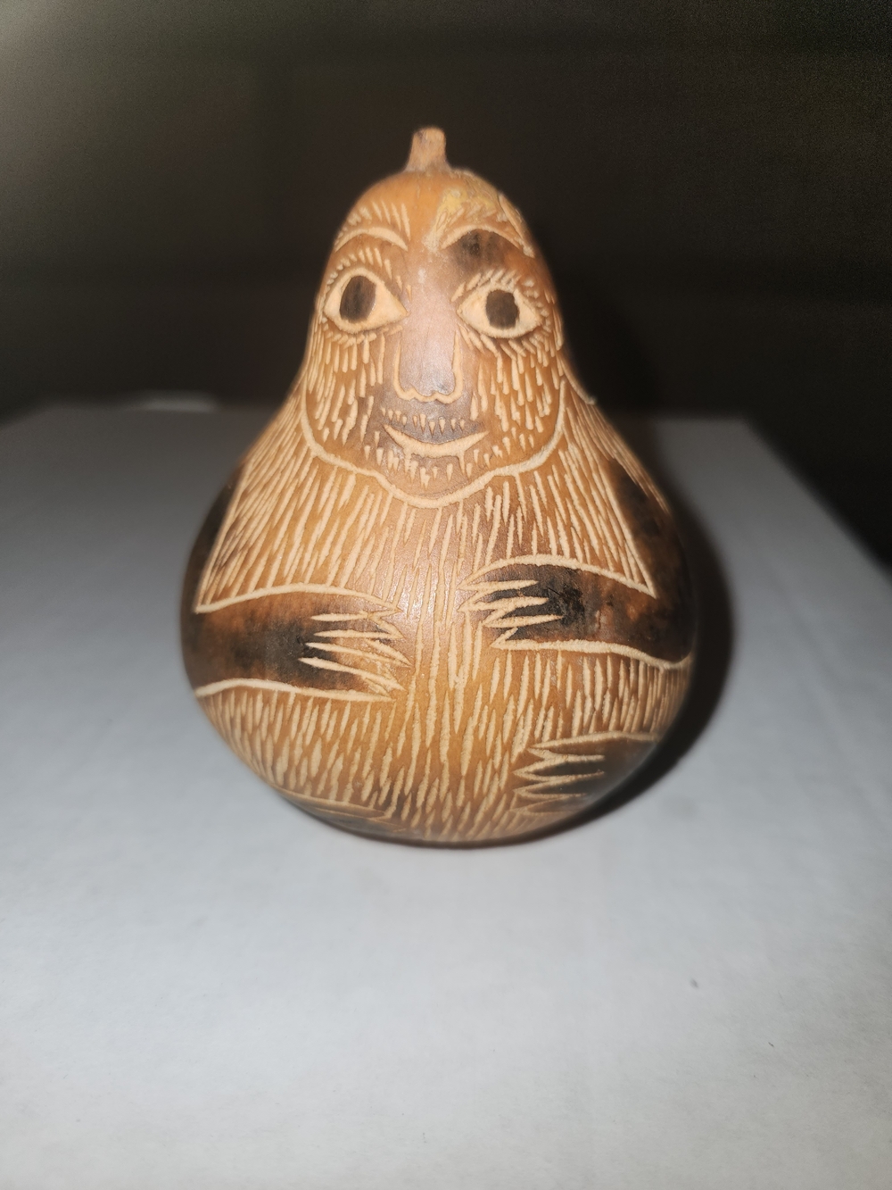 VTG Monkey Gourd Folk Art Hand Carved Etched Peruvian Decor Nature - Picture 3 of 12